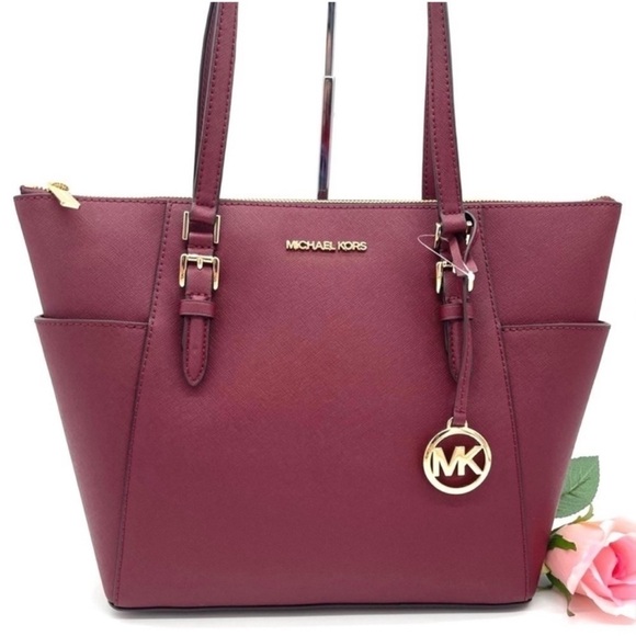 Michael Kors Large Charlotte Tote Bag Ruby Red